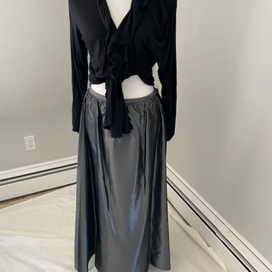 Long grey taffeta skirt Size 10 Brand TOTOnKO.  Length 40” High sheen silvergrey